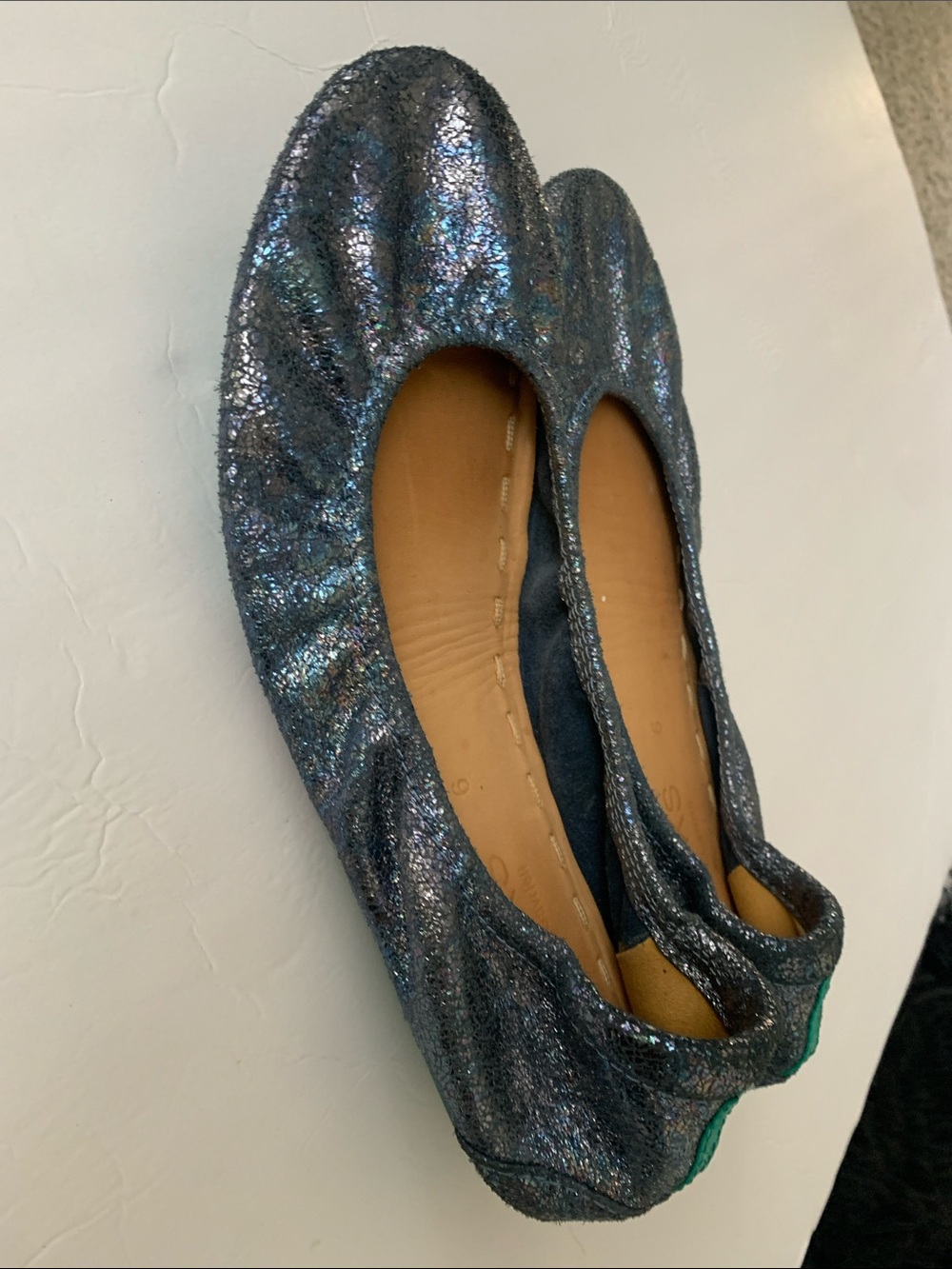 Tieks Women's Iridescent blue Glitter Ballet Flats - Picture 2 of 7